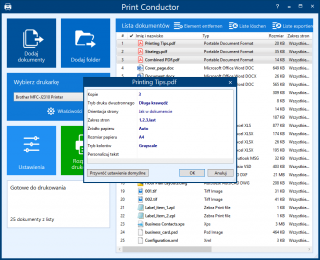 Print Conductor zrzut ekranu - Zaawansowane ustawienia